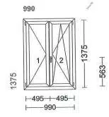 Finestra in PVC a due ante L 990 X H 1375