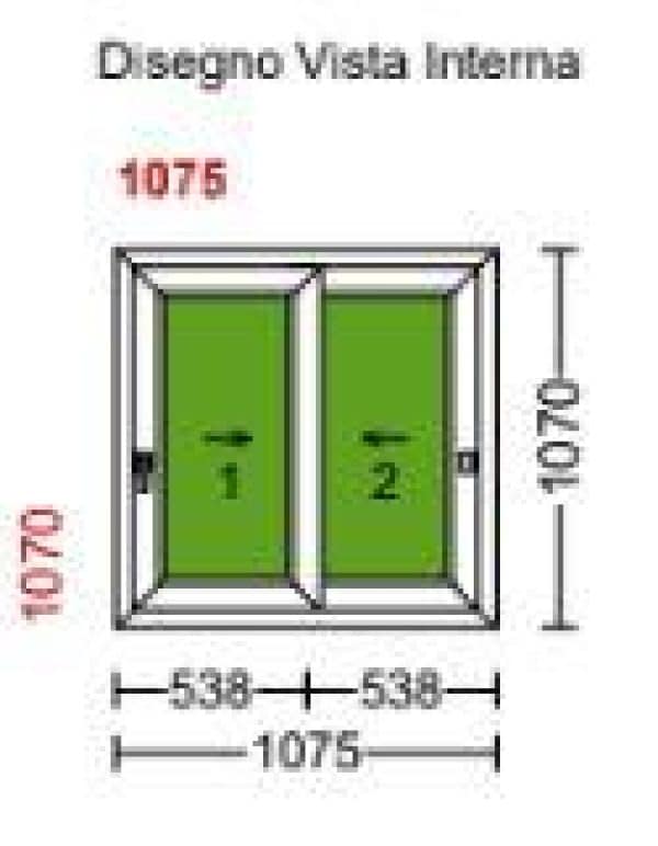Finestra in PVC scorrevole in linea su due binari L 1075 X H 1070